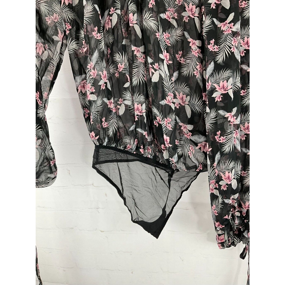 Women’s Victoria’s Secret Floral Sheer Long Sleeve Bodysuit Top Size XS Black - Picture 3 of 3